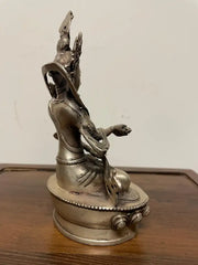 Indian Silvered Bronze Buddhist Deity Vajradhara Seated in Lotus Position