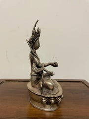 Indian Silvered Bronze Buddhist Deity Vajradhara Seated in Lotus Position