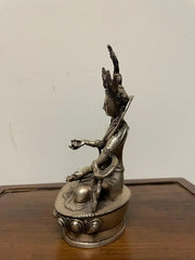 Indian Silvered Bronze Buddhist Deity Vajradhara Seated in Lotus Position