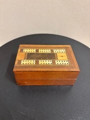 19th Century English Folding Inlaid Cribbage Board