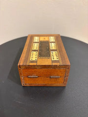 19th Century English Folding Inlaid Cribbage Board