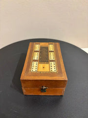 19th Century English Folding Inlaid Cribbage Board