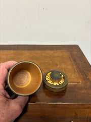 Early 20th Century Leather Dice Cup with 7 Dice Inset into the Top