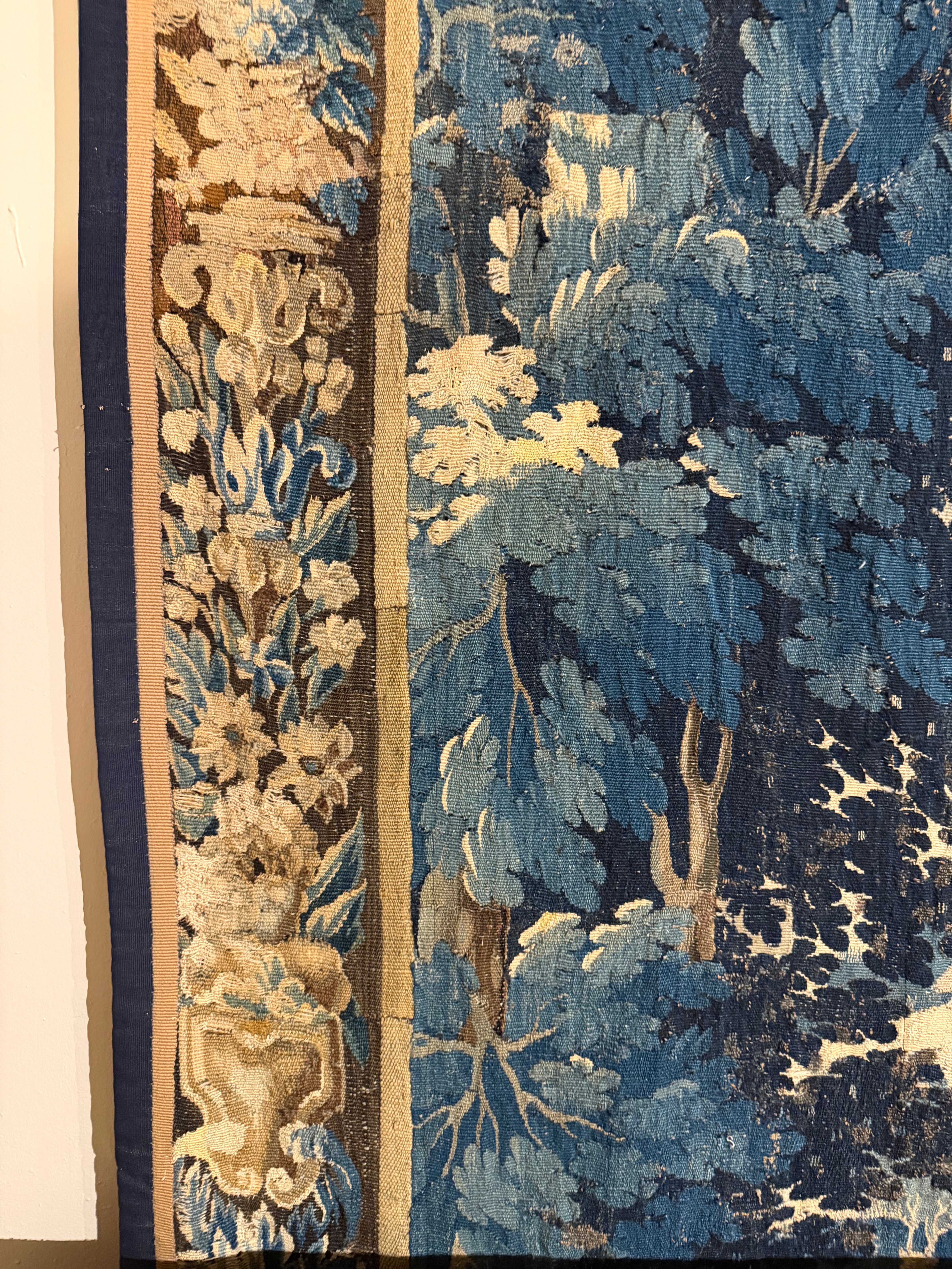 French Aubusson verdure tapestry, hand-woven wool and cotton