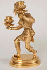 Pair of Gilt Bronze Candlesticks with Russian Serving Figures