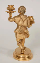 Pair of Gilt Bronze Candlesticks with Russian Serving Figures