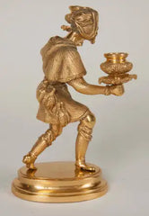 Pair of Gilt Bronze Candlesticks with Russian Serving Figures