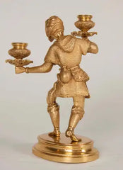 Pair of Gilt Bronze Candlesticks with Russian Serving Figures