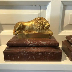 Pair of Late 19th Century Italian Gilt Bronze Lions after Antonio Canova