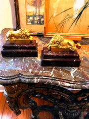 Pair of Late 19th Century Italian Gilt Bronze Lions after Antonio Canova