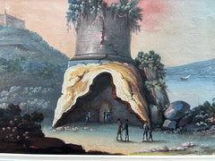 Pair 18th or 19th Century Italian Grand Tour Gouaches of Vesuvius, Bay of Naples