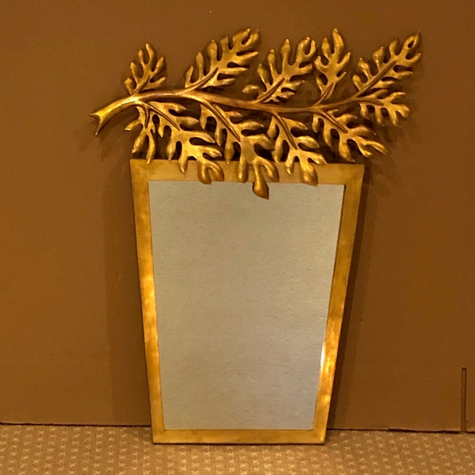 Herve Van Der Straeten "Feuilles de Laurier" Gilt Bronze Mirror