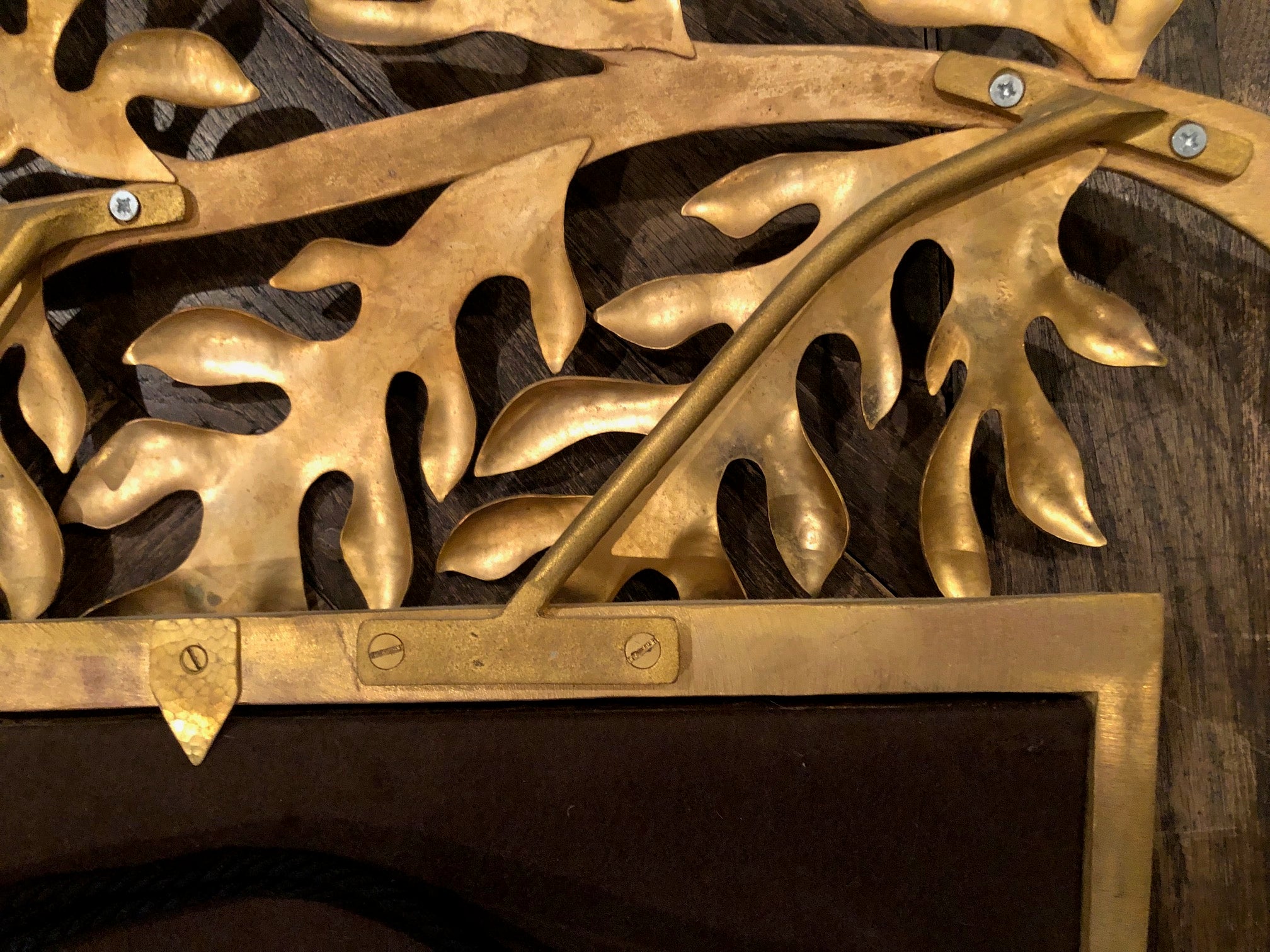 Herve Van Der Straeten "Feuilles de Laurier" Gilt Bronze Mirror