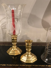 Pair of French Regence Style Photophores with Colonial Motif Hurricane Glass Shades