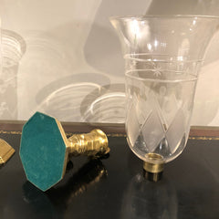 Pair of French Regence Style Photophores with Colonial Motif Hurricane Glass Shades