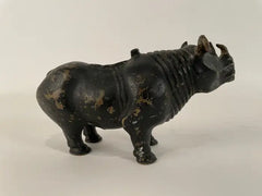 19th Century Chinese Bronze Rhinoceros Incense Holder
