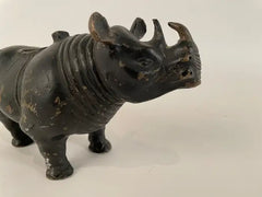 19th Century Chinese Bronze Rhinoceros Incense Holder