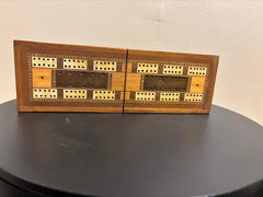 19th Century English Folding Inlaid Cribbage Board