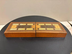 19th Century English Folding Inlaid Cribbage Board