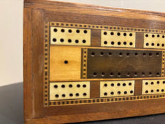 19th Century English Folding Inlaid Cribbage Board