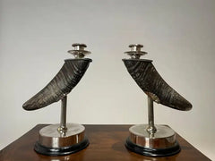 Pair of Mid 20th Century Silver Plated Horn Candlesticks