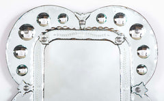 Mid 20th Century Venetian Mirror with Convex and Etched Glass Decoration