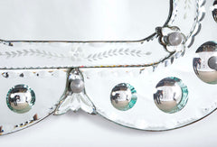 Mid 20th Century Venetian Mirror with Convex and Etched Glass Decoration