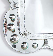 Mid 20th Century Venetian Mirror with Convex and Etched Glass Decoration