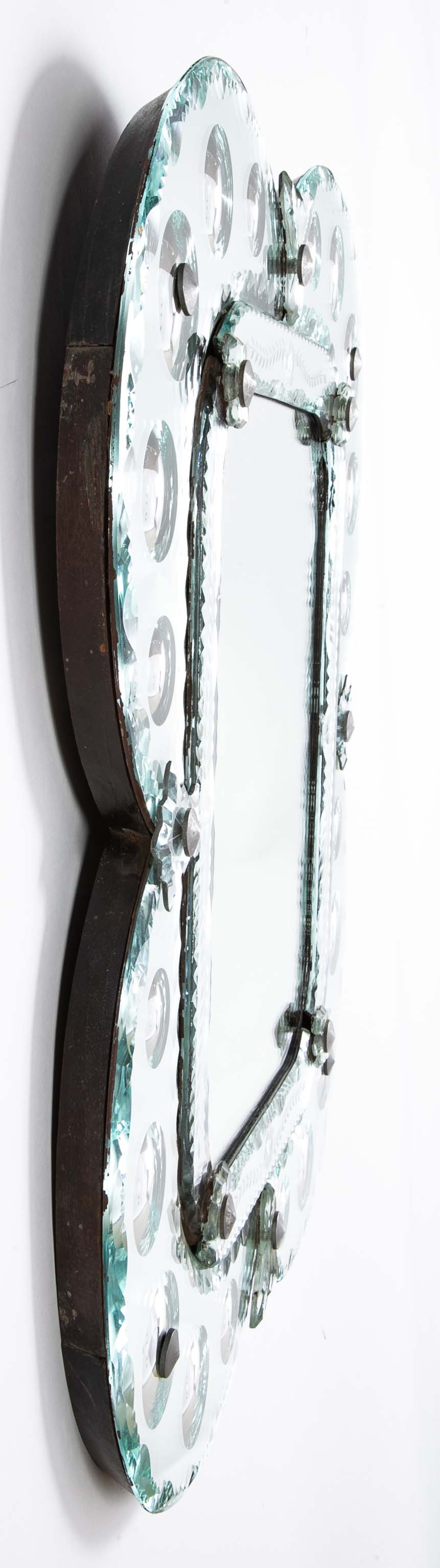 Mid 20th Century Venetian Mirror with Convex and Etched Glass Decoration