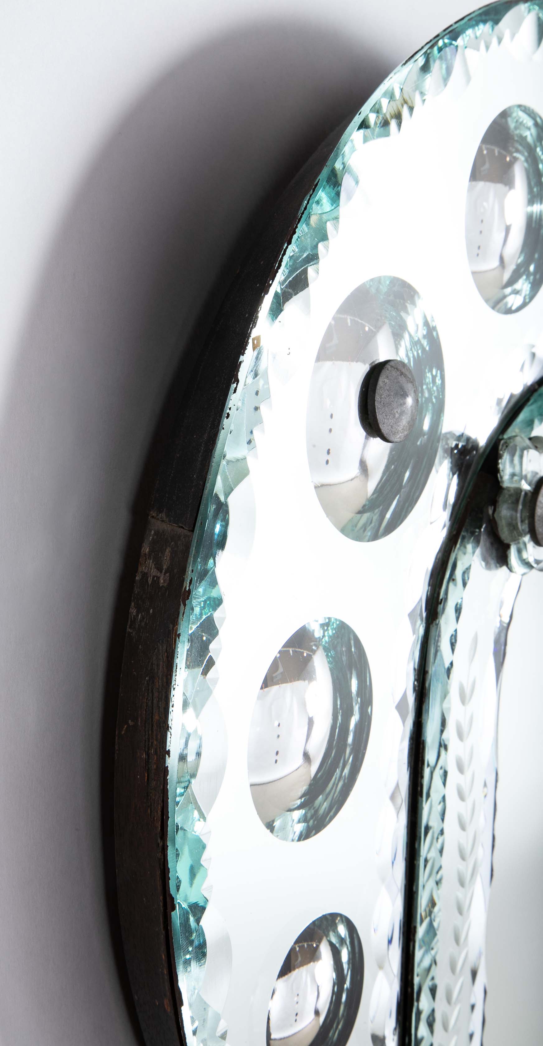 Mid 20th Century Venetian Mirror with Convex and Etched Glass Decoration