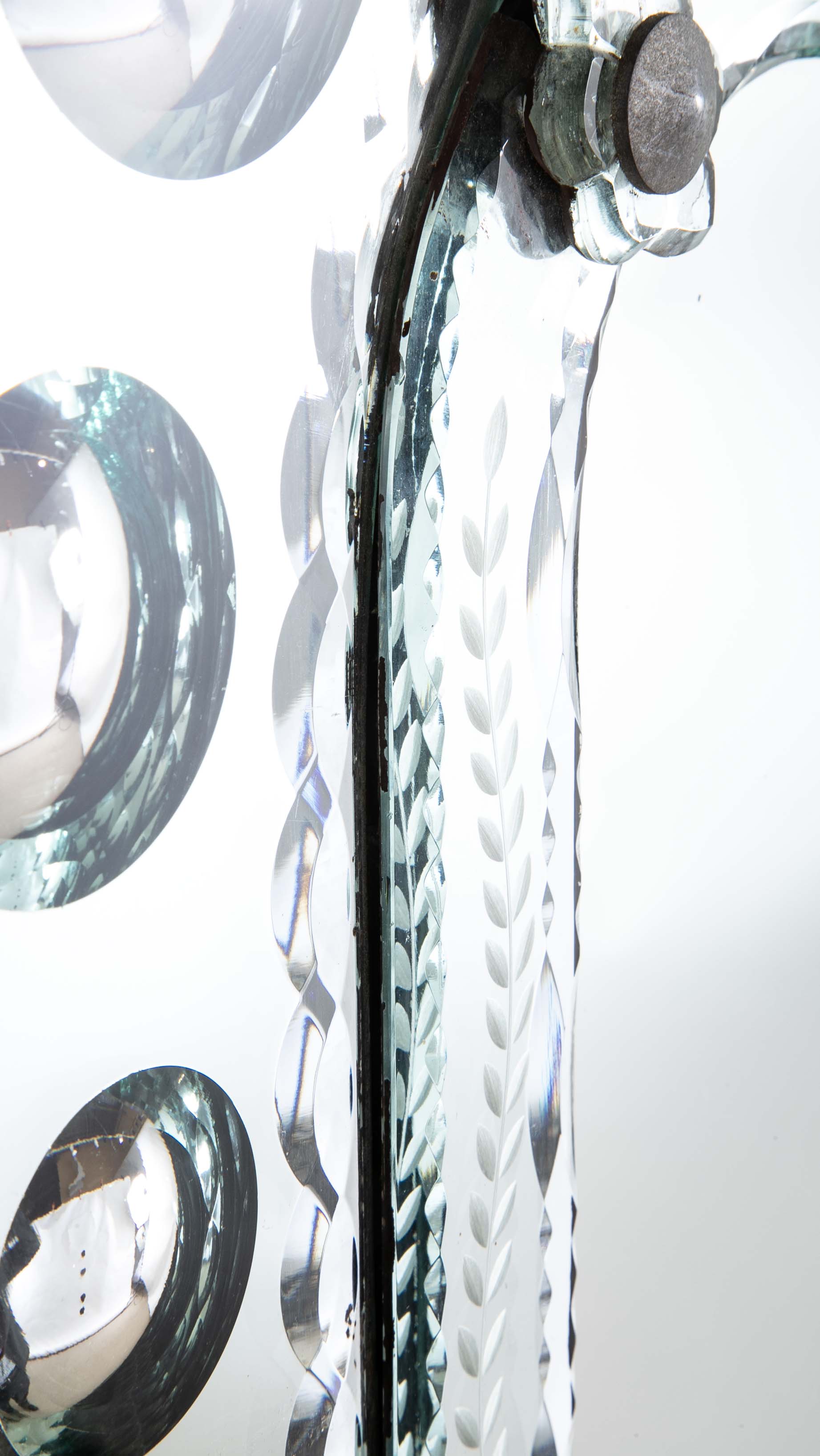 Mid 20th Century Venetian Mirror with Convex and Etched Glass Decoration