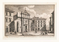 Pair 18th Century Framed Italian Etchings of Churches in Rome by Guiseppe Vasi