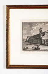 Pair 18th Century Framed Italian Etchings of Churches in Rome by Guiseppe Vasi