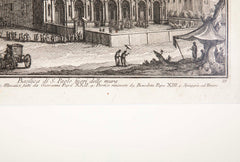 Pair 18th Century Framed Italian Etchings of Churches in Rome by Guiseppe Vasi