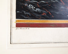 A Hand Colored Engraving of a Pompeiian Fresco by G. Casanova