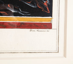 A Hand Colored Engraving of a Pompeiian Fresco by G. Casanova