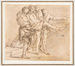 "The Body of Sinorix Carried Away" 17th Century Drawing Attributed to Pietro Testa
