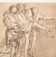 "The Body of Sinorix Carried Away" 17th Century Drawing Attributed to Pietro Testa