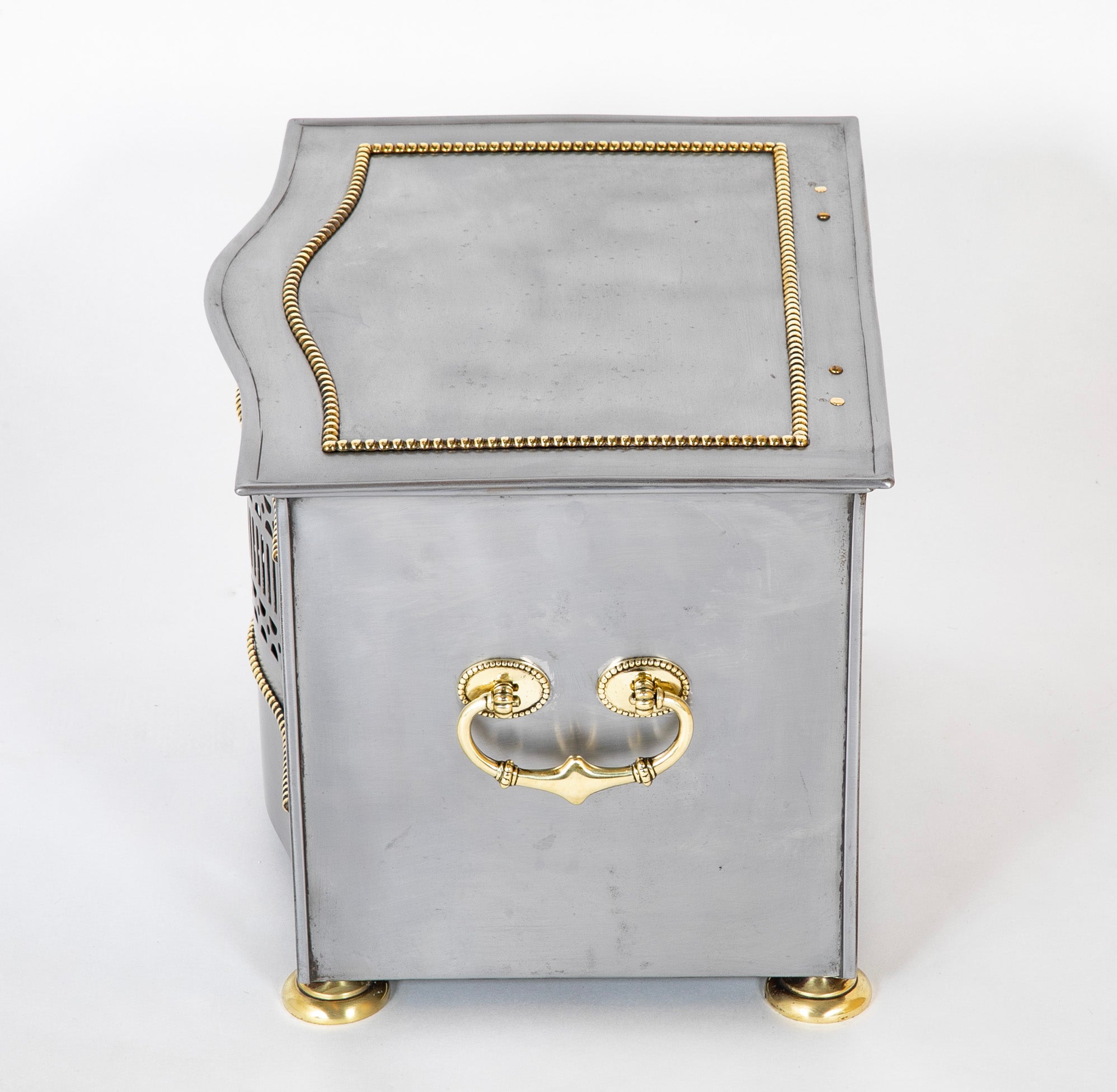 Regency Style Brushed Steel and Brass Tinder Box