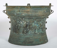 A Burmese Bronze Rain Drum with Verdigris Patina