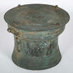 A Burmese Bronze Rain Drum with Verdigris Patina