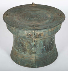 A Burmese Bronze Rain Drum with Verdigris Patina