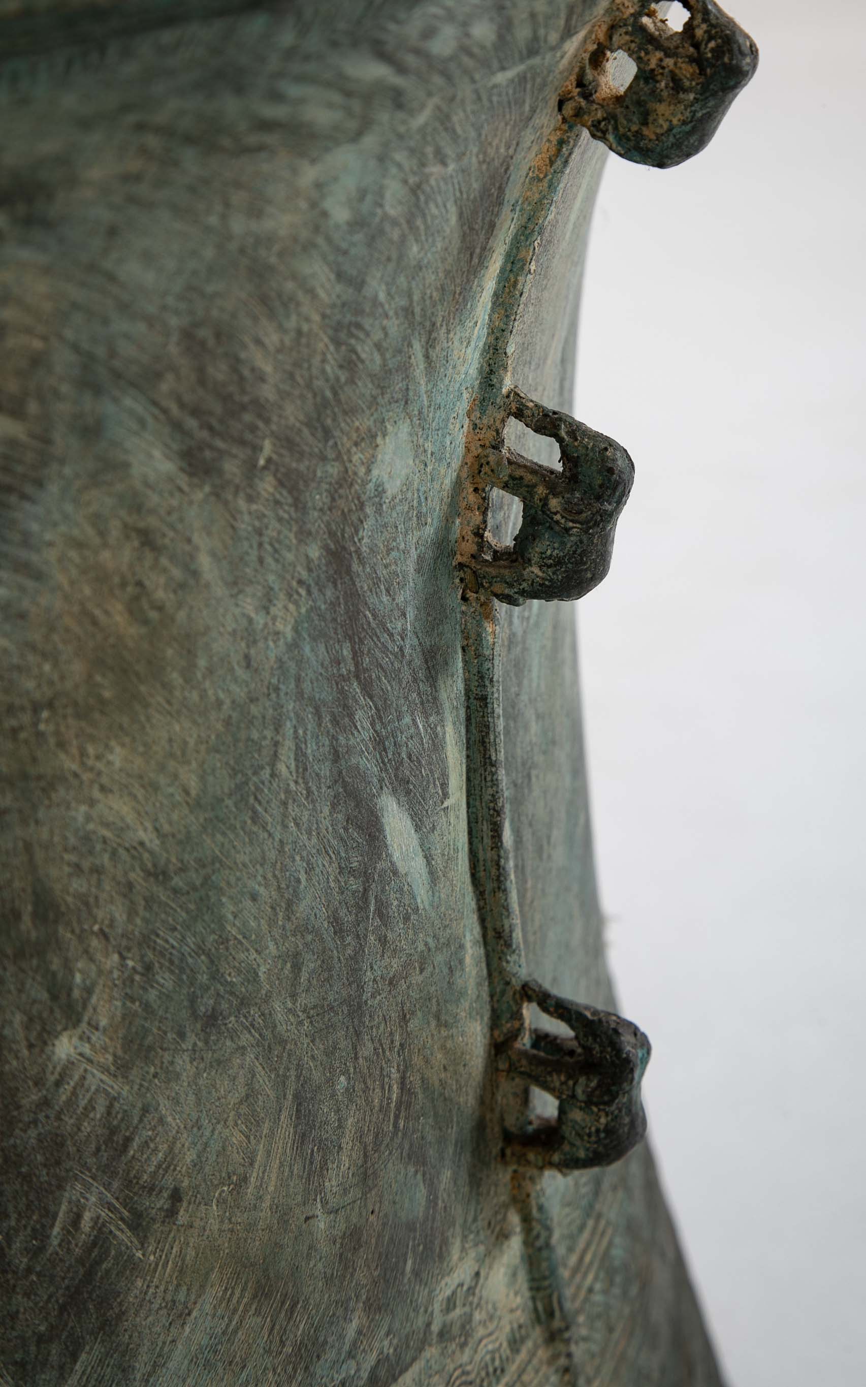 A Burmese Bronze Rain Drum with Verdigris Patina