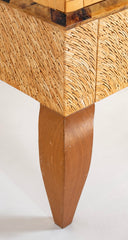 R & Y Augousti Style Lacquered Bamboo, Pen Shell and Egg Shell Cabinet