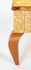 R & Y Augousti Style Lacquered Bamboo, Pen Shell and Egg Shell Cabinet