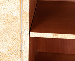 R & Y Augousti Style Lacquered Bamboo, Pen Shell and Egg Shell Cabinet