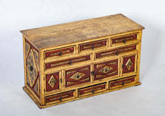 Spanish Colonial Gilt Wood Vargueno With Red and Black Paint