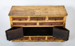 Spanish Colonial Gilt Wood Vargueno With Red and Black Paint