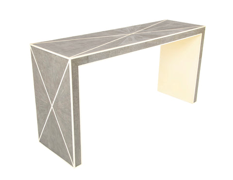 Karl Springer Style Faux Shagreen Console