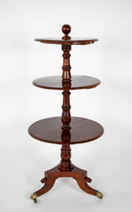 William IV Mahogany DumbwRegency Mahogany Circular Three Tier Folding Dumbwaiter Etagere Brass Castors